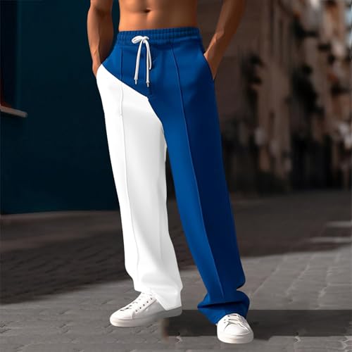 Sweatpants for Men Athletic Workout Jogger Sweatpants Fashion Color Block Drawstring Elastic Waist Open Bottom Slacks2