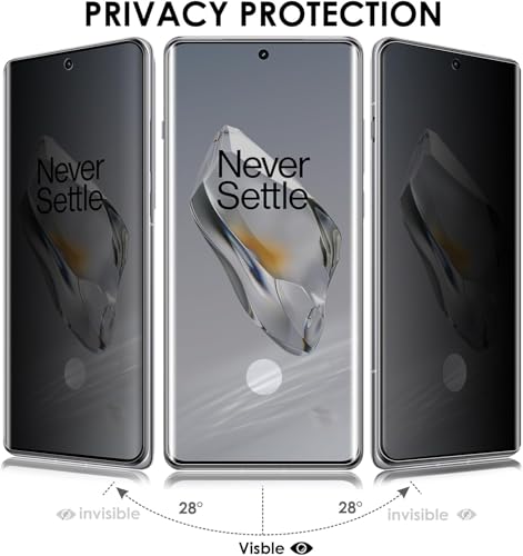 Image of Uyiton Privacy UV Tempered Glass for OnePlus 12 (6.82 Inch) | Anti-Spy Curved Screen Protector | 9H Hardness | Ultrasonic Fingerprint Compatible | HD Clarity | Bubble Free UV Installation | Case Friendly