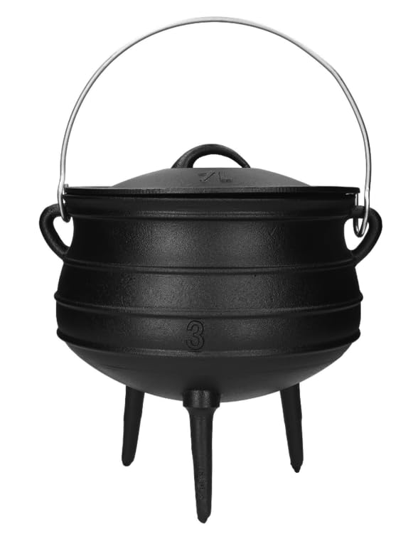 Natuurlijker leven Safari Gusseisen Kessel, 7L Kapazität, Traditioneller afrikanischer Stil, Schwarz