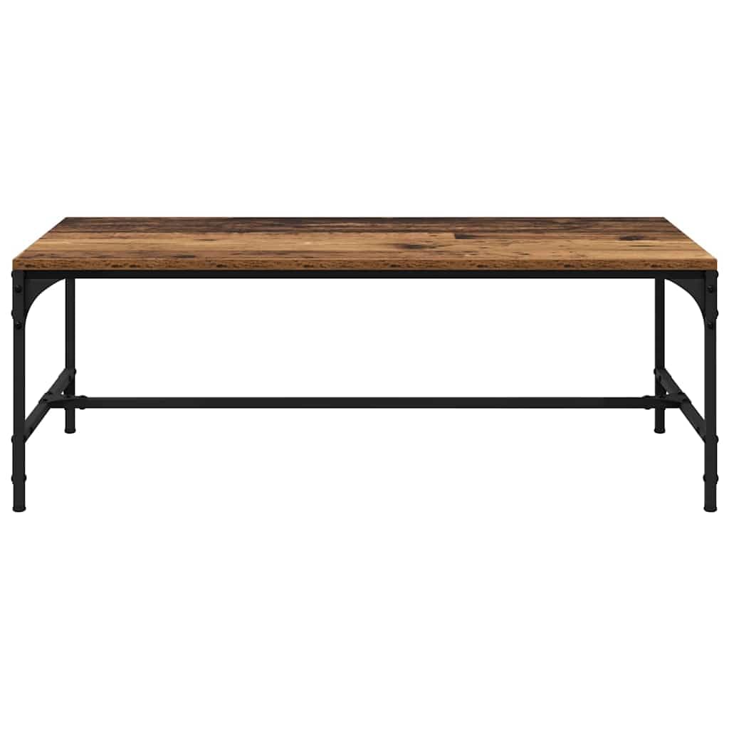 Mesa de centro de madera de 100 x 50 x 35 cm, aspecto de madera envejecida, diseño moderno con estante, resistente y duradera, para salón, sofá, esquina, dormitorio