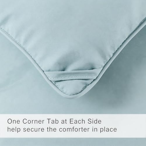 Image of COHOME Oversized King Size Comforter, All-Season Quilted Down Alternative Duvet Insert, Luxury Hotel GentleSoft Comforter with Anti-Clump Tech & 8 Tabs - Reversible - Aqua 98 x116 inches