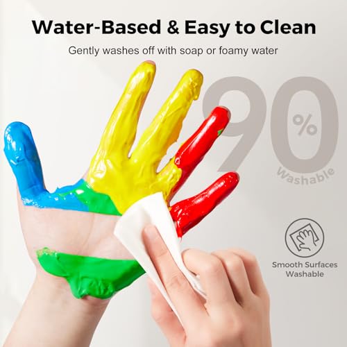 Image of Jar Melo Washable Finger Paints for Toddlers, 7 Colors Large Capacity (2.1fl oz), Non Toxic Baby Paint for Hand and Feet, Safe Art Supplies, Preschool Learning Gifts for Kids Age 2+