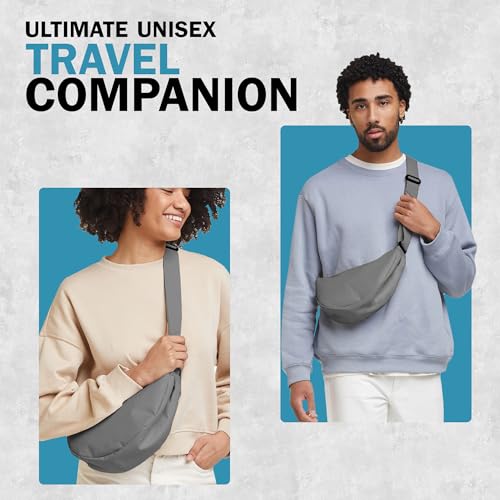 Image of Crossbody Bags for Women & Men | Stylish Sling Bags | Side Bag for Woman | Half Moon Crossbody | Chest Bag | Waist Bag for Woman | Sling Bag for Casual & Travel - Light Grey