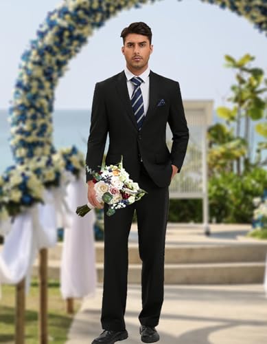Mens Classic Black Slim Fit Formal Tuxedo Suit 2 Pieces Set for Business Wedding Prom4