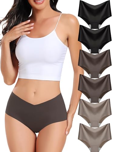 Image of Women's Seamless No-Show Bikini Underwear Comfortable Stretch Invisible Hipster Panties for Everyday Wear 6PACK