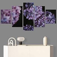 SIGNWIN 5 Panel Canvas Wall Art Purple Petals for Home Decorations Ready to Hang - 60