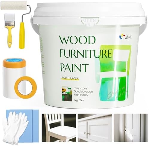 DWIL Wood Furniture Paint 32oz, White Wood Paint for Furniture, C...
