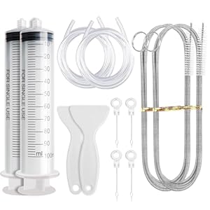 FINEASY 12 stuks koelkastreinigingsset, koelkastafvoerreiniging, koelkastreinigingsset met koelkastborstel, slang, spuit, ontdooischep, zuiger – voor koelkast, keuken
