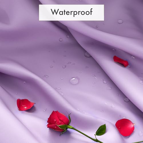 Image of Amazer Lavender Purple Shower Liner Cloth Waterproof, Soft Shower Curtain Liner Fabric with Weighted Stones, Washable Shower Curtain and Liner 2-in-1, 120G Heavy Duty, 12 Grommet Holes, 72 x 72 Inches