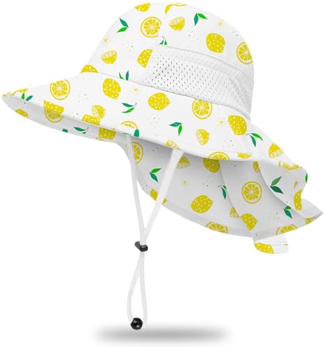 Image of Toddler Baby Sun Hat Kids Summer Beach Essentials Adjustable Beach Hats with Bucket Wide Brim for Boys Girls Age 0-14 Years