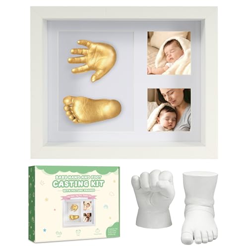Noosuna Baby Hand and Foot Casting Kit with Shadow Box Frame(11x9 Inch), Baby Foot Casting Kit Ideal for Baby Keepsakes, Baby Shower, Newborn Gifts, Perfect First Birthday