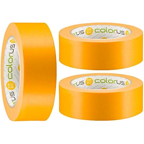 3 x Colorus Professional Gold Tape Fineline 38 mm Soft Tape 50 m Acrylic Masking Tape UV Adhesive Tape Fine Line Gold Paper Tape Cover