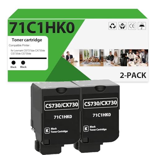 Image of 71C1HK0 Black High Yield Toner Cartridge Replacement for CS730 CX735 Toner Cartridge Work for Lexmark CS737dze CX730de CS735de CS730de Printers（2-Black，22,000 Pages）