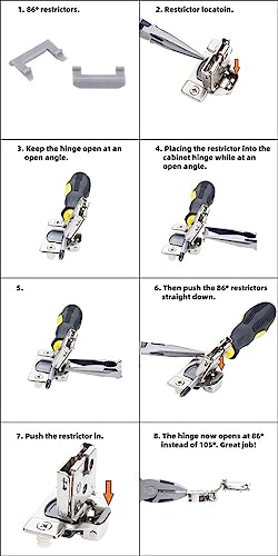 Cabinet Restrictor Clips (20 Pack)- 86° Degree Angle Cabinet Door Hinge Restrictor Clip for Soft Close Hinge(Decobasics ONLY)-90° Opening Kitchen Soft Close Cabinet Hinges Restriction Clip Restraints - Thumbnail 5