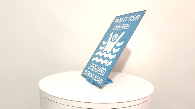 Targa In Metallo Swim At Your Own Risk; Lifeguard On Beer Break Nostalgia Retro Segno Nuoto Sul Proprio Rischio - Foto 9