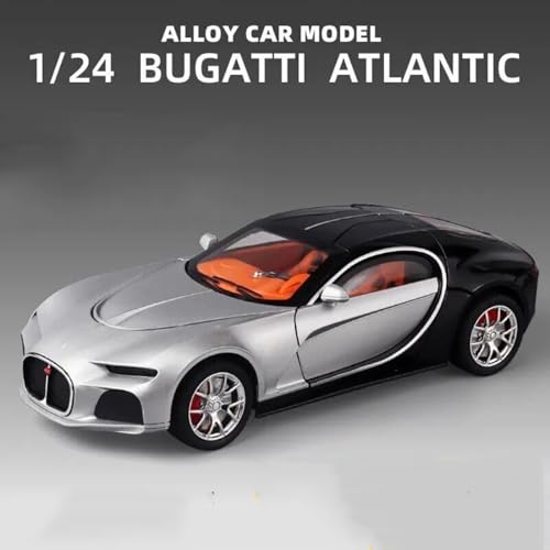 Image of 1:24 Scale Bugatti Toy Car for Kids Atlantic Model Cars Diecast Metal Car for Kids Light Sound Pull Back Openable Door Cars