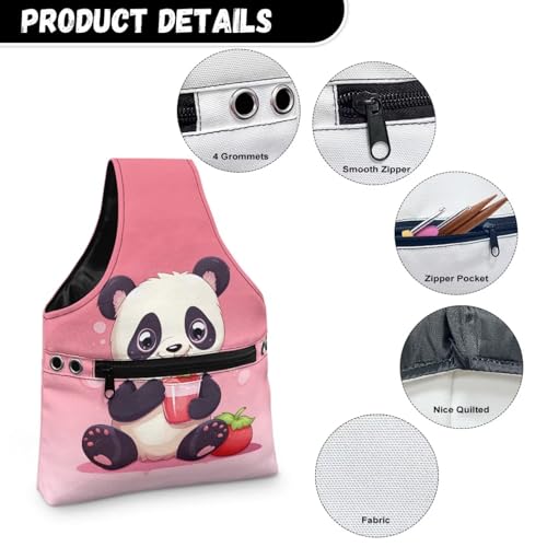 Image of Panda Yarn Bags for Crocheting on the Go Strawberry Crochet Hook Organizer Knitting Bags nad Totes,Holding Yarn Crochet Hook Needles,Small