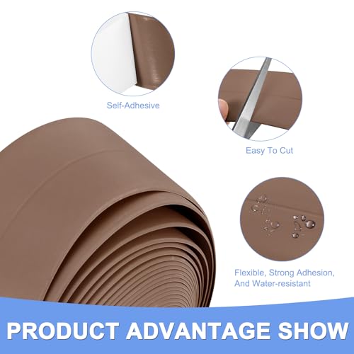 Image of Caulk Tape Sealant Strip - 2 Pack Self-Adhesive Caulking Tape for Kitchen Bathroom Toilet Wall Corner - PVC Bath Sealant Strip - (0.9-inch x 20-ft Brown)