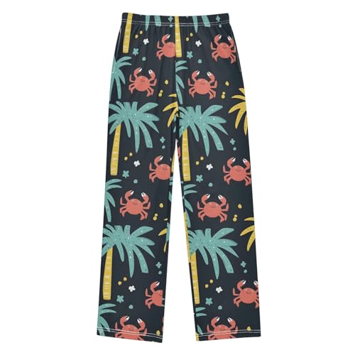 ALAZA Palm Tree Crab Pajama Pants Long Sleep Pant Pajama Bottoms Elastic Waist with Pockets