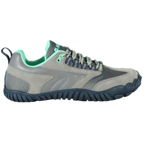 HI TEC   Zapatillas Barefoot Mujer Figaro Low WP Women | Deportivas Barefoot Mujer Montaña, Senderismo | Calzado Respetuoso, Cómodo, Minimalista | Ligero, Transpirable y Flexible | Grey, 38