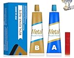 Colla Bicomponente per Metallo,Stucco Metallico, Metallo Liquido, Bicomponente per Plastica, Resistenza Alle alte Temperature, Saldatura a Freddo Pasta per Riparazioni in Metallos Colla-AB Glue 100g