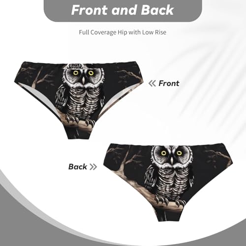 Late Night Owl Print Men's Underwear - Stretch Breathable Briefs - Supportive Mens Trunks for Daily Wear & Workout,4