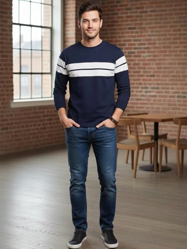 Image of LEOTUDE Stylist Regular fit Full Sleeve Cottonblend Solid Round Neck Tshirt for Man (Color Brown)