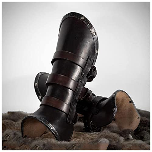 DONGSHUAI Guêtre en Cuir Botte Médiévale Couvre-Chaussures Hommes Femmes Chevaliers Jambe Kit Costume Archer Demi Chaps Armure pour Adulte Cover