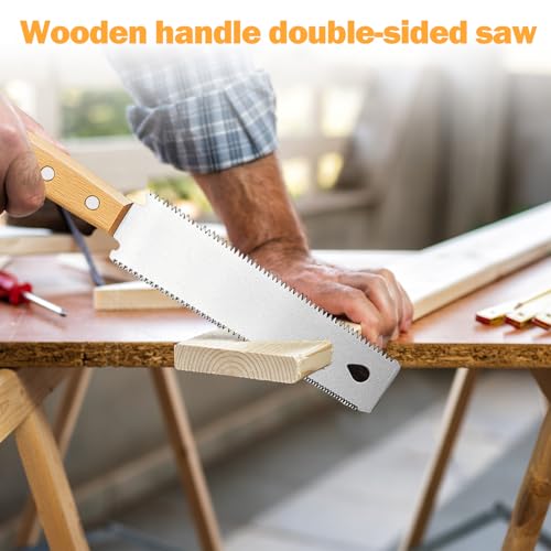 KAIYAYA Japansäge Handsäge Holz 11/17 TPI Zweischneidig Zugsäge 150mm Sägeblatt Japanische Säge Japan Säge Feinsäge Holz Dübelsäge Handsägen Bündigschnittsäge für Handwerk Hobby DIY Garten Trim Saw