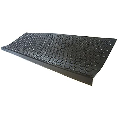 Rubber-Cal "Coin-Grip Non-Slip Rubber Tread Stair Mats (6 Pack), Black