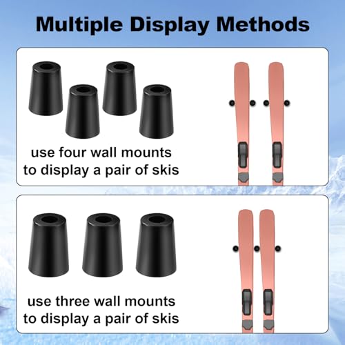 image for lasuroa 8pcs Vertical Ski Hanger, Ski Wall Mount Holder Vertical Wall 