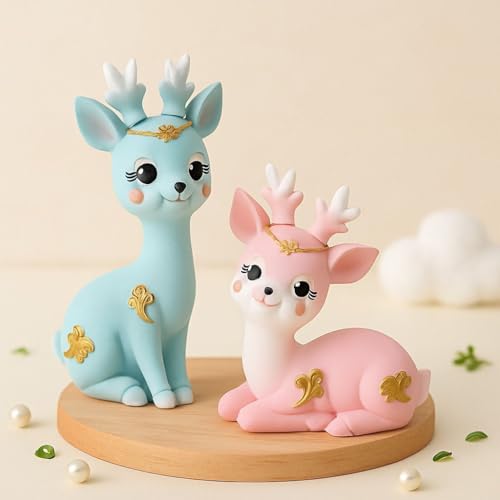 Cute Deer Couple Figurines Garden Decor DIY Craft Valentine Gift ...