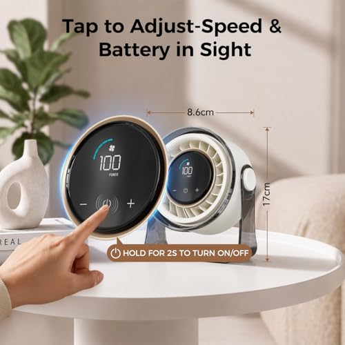 Image of MERTTURM Portable Turbo Desktop Fan, 11H Cooling USB Rechargeable Silent Powerful Table Fan with LED Display /360Adjustable, Electric Quiet Small Cordless Fan for Home /Office /Bedroom /Kitchen /Travel