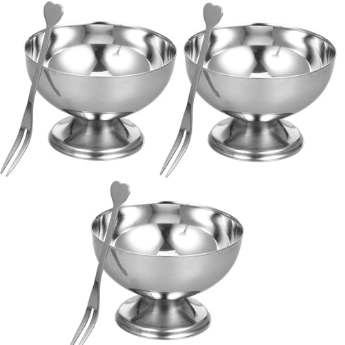 STOBAZA 3 pcs Creative Xxcm Tumbler Tasting Cups Goblets Cocktail Dish for Meal Trifle Container Silver S/Sauce Sundaes S Tiramisu Glasses Hotel Holder Parties Parfait Footed Yogurt Prep