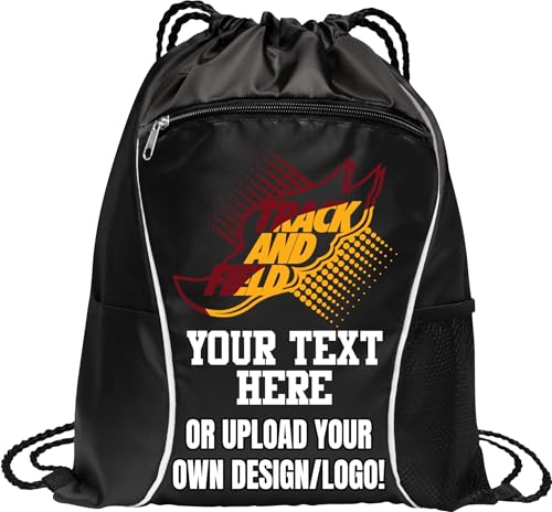 all about me company Personalized Track and Field Drawstring Bag – Custom Track Backpack with Name – Lightweight Sports Cinch Sack for Running, Training, Gym & Travel