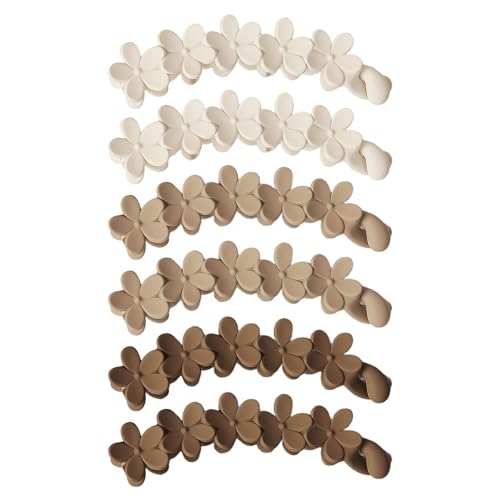 6 Pinzas Para el Pelo de Flores - Antideslizantes, Plátano Esmerilado, Dientes de Doble Fila, Verticales Pequeñas Coloridas - Accesorios Para el Cabello