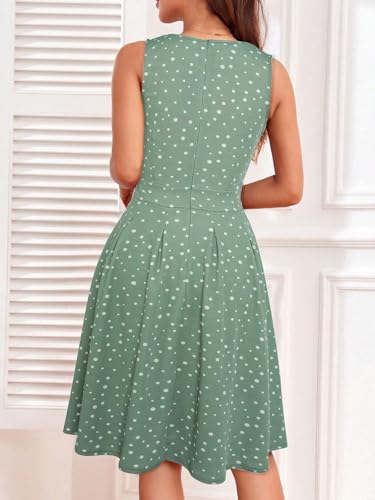 Image of Sureple Women's Retro Sleeveless Swing Casual Work Summer Party Dress with Pockets