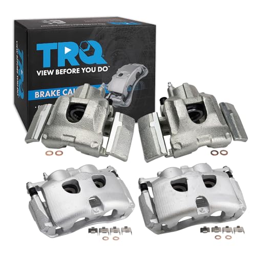 Image of TRQ Front and Rear Brake Caliper Set Zinc Coated Brackets Compatible with 2010-2017 Ford Expedition 2009-2017 Lincoln Navigator