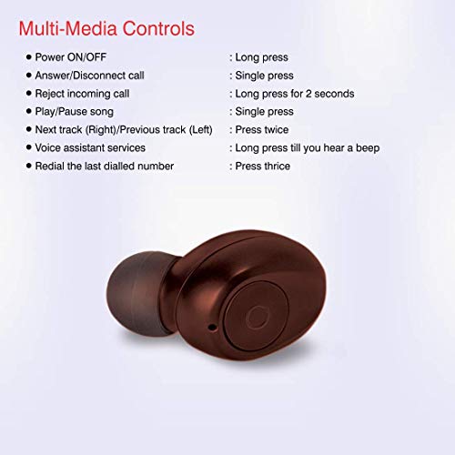 Image of iBall EarWear TW10 in-Ear Bluetooth Wireless Headphones with Protective Charging Case - Ruby Red