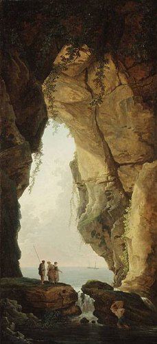 Peinture à l'huile The Mouth of a Cave 1784 Hubert Robert tableau 36x48