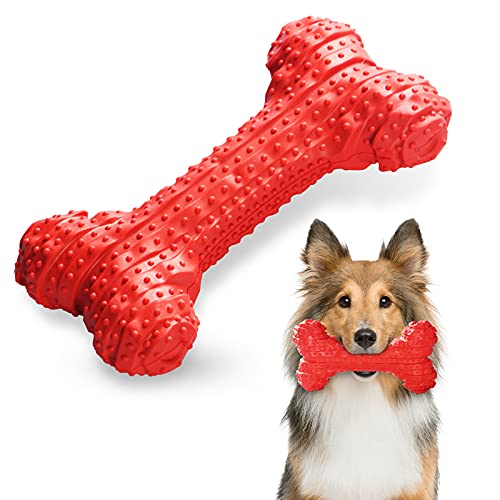 XVEIS Dog Toys for Aggressive Chewers, Tough Dog Toys for Medium Large Dogs (Red Bone)