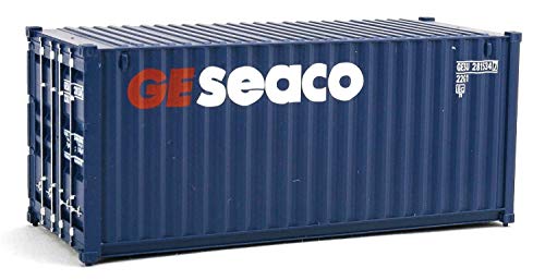 Walthers SceneMaster HO Scale Model of GE Seaco (Blue, White, red) 20' Corrugated Container