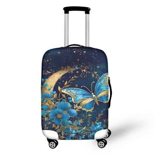 Image of Mumeson Blue Butterfly Moon Luggage Protection - Waterproof Anti Dust Suitcase Sleeve for Wheeled Suitcases - Anti-Scratch Baggage Cover