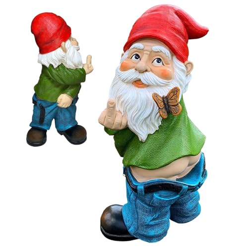 Nain De Doigt du Milieu Nain Drôle De 5,5 Pouces De Haut Nains De Jardin Amusants en Résine Mini Pantalon vers Le Bas Nains Nus pour Décoration Extérieure De Maison De Pelouse