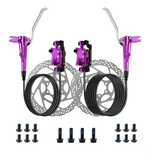 Kit de frein à disque hydraulique pour VTT avec étrier à double piston avant 800 mm et arrière 1400 mm et disques de frein de 160 mm pour VTT (violet)