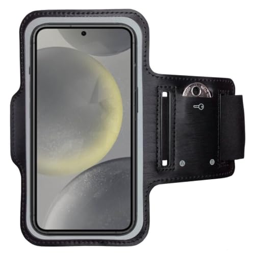 Fascia da braccio sportiva per Samsung Galaxy S24 - Borsa da con supporto per superiore con scomparto per chiavi - da per corsa e cellulare Nera