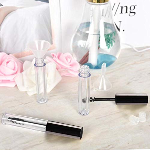 20Pcs 4ml Empty Mascara Tube and Wand, DIY Mascara Container with Cap,eyelash Tubes Vials Bottle with Rubber Inserts and Funnels Kit for Castor Oil(Black)
