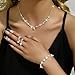 Juicfru 3PCS Silver Wedding Jewelry Set for Women Brides Rhinestone Necklace Earrings Bracelet Bridal Wedding Jewelry Sets for Bridesmaid Prom Costume Accessories Jewelry