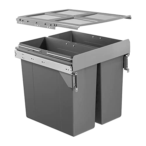 FittingsCo Original 68 LITRE KITCHEN WASTE BIN 2 x 34 ltr soft close 500mm Door Attaching Under Counter Waste Bin