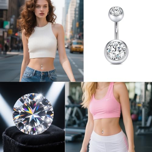 D.Bella Belly Rings for Women Simple Belly Button Piercing Belly Button Rings Surgical Steel 14G Curved Barbell Navel Rings Piercing Jewelry 6mm 8mm 10mm 12mm 14mm Belly Button Bar4
